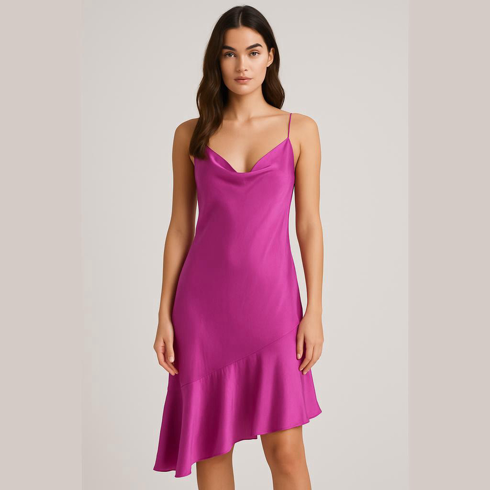 Women's Scoop Cami Dress Size M Purple Asymmetric Ruffle Hem